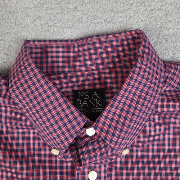 Jos A Bank Shirt Mens Large Blue Red Plaid Button Down‎ Executive Collection - Picture 3 of 15